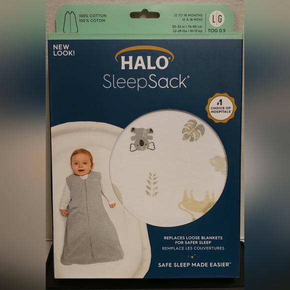 Halo SleepSack 100% Cotton Large 12-18M Wearable Blanket Animal Print Neutral - Picture 2 of 13